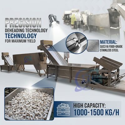 سعر جيد Compact Shrimp Head Separation Machine SUS304 1500-2000KG 0.8KW 440V For Commercial Kitchen متصل