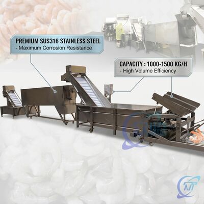 سعر جيد Premium Shrimp Head Cutting Machine 316L Stainless Steel 1000-1500KG 3.0KW 50Hz For Prawn Processing Line متصل