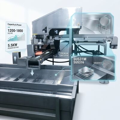 سعر جيد آلة فصل رأس الجمبري للطبق الغذائي SUS304 2500-3000KG 5.5KW 440V لمصنع معالجة الأغذية متصل