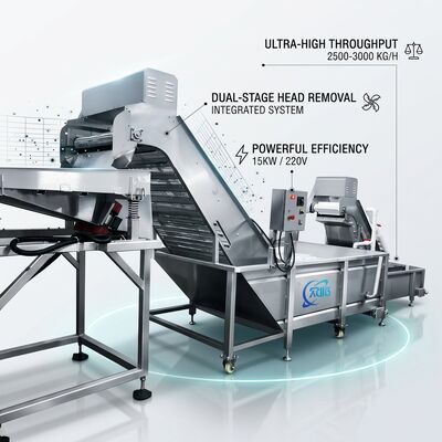 سعر جيد آلة فحص رأس الجمبري الدقيقة مضادة للتآكل SUS316 800-1000KG 2.2KW 380V متصل